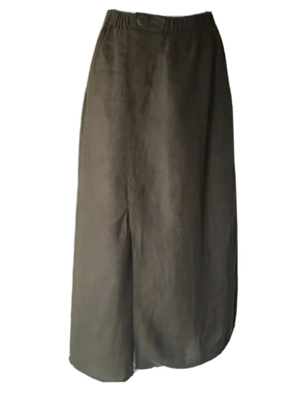 VTG FLAX by Jeanne Engelhart Forest Green Linen Maxi Skirt Size S